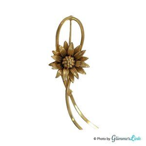 Vintage Single Daisy Flower Bouquet Gold Tone Brooch